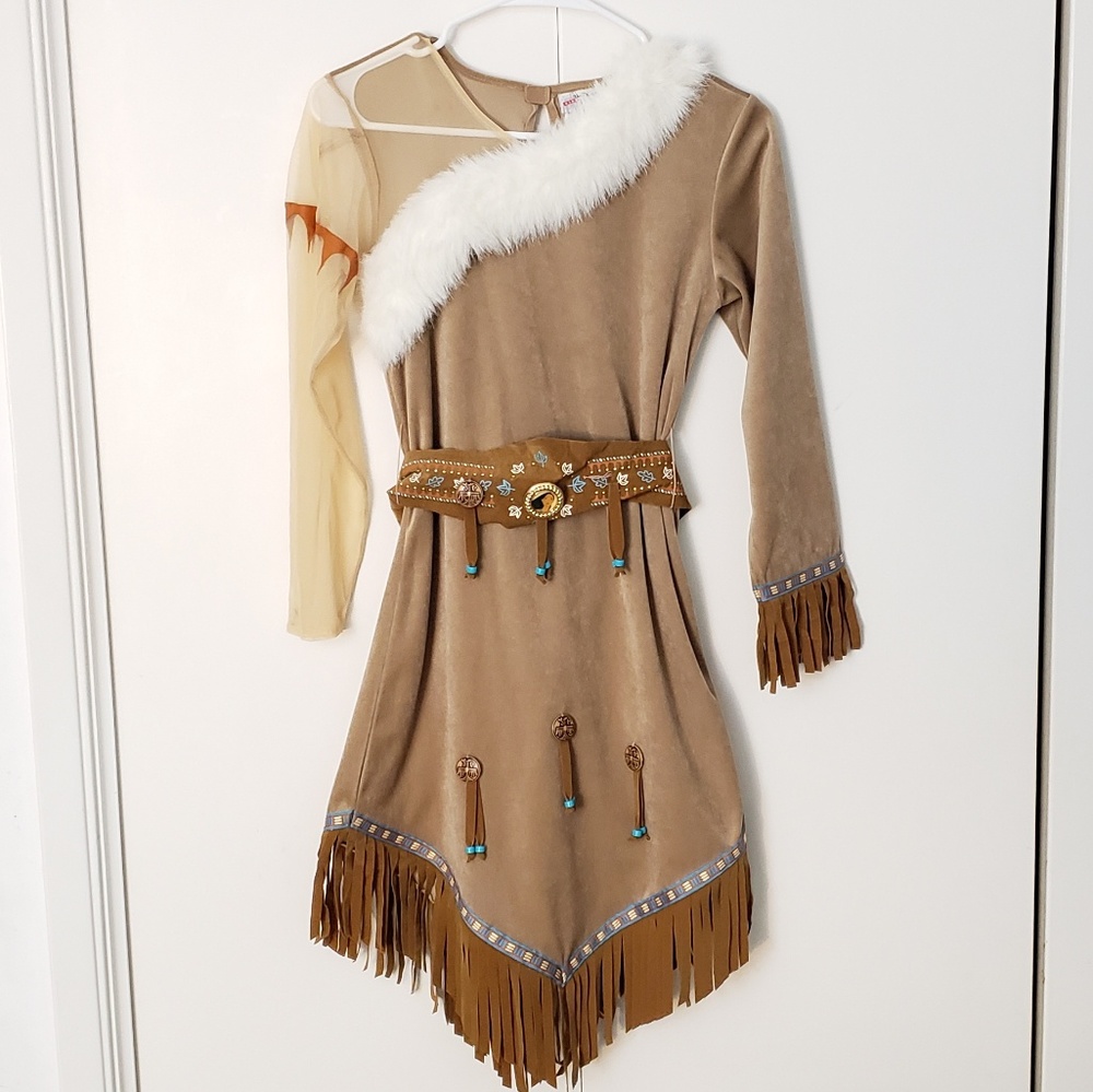 Disney Asymmetrical Tan Dress with White Fur Trim